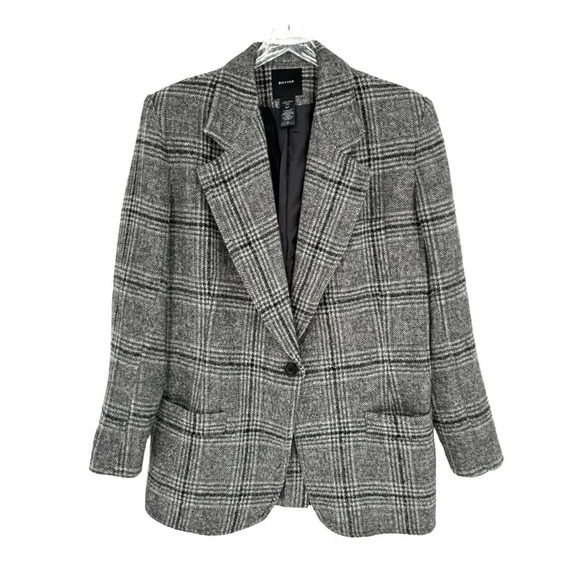 Smythe Oversized Notched Lapel Blazer Gray Glen Check Plaid Small - Picture 7 of 16